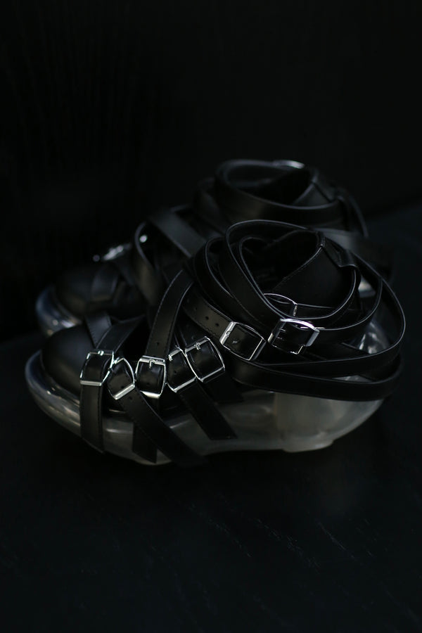 Jenny Fax Japan transparent air cushion original Mary Jane height increasing shoes series collection II JF-JFAW23SHOES04-BDHEI black multi-strap PJF5